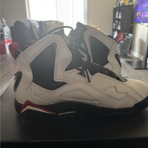 Jordan Kids' White, Black, and Red Sneakers